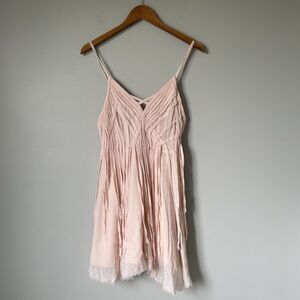 Kimchi Blue Urban Outfitters Fringe Mini Dress Light Pink Sleeveless Women's 4